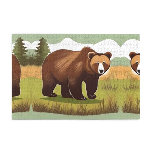 Jigsaw Puzzles1000 Teile Mjhkxlj Brown Bear Walking Picture Quality Wooden Puzzle for Adults and Kids, Fun Puzzles, Stress Relieving Puzzles von MJHKXLJ