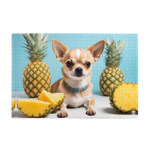 Jigsaw Puzzles1000 Teile Mjhkxlj Chihuahua Hund Ananas Bildqualität Holzpuzzle für Erwachsene und Kinder, lustige Puzzles, Stressabbau Puzzles Jigsaw Puzzles1000 Teile Mjhkxlj Chihuahua Hund Ananas Bildqualität Holzpuzzle für Erwachsene und Kinder, lustige Puzzles, Stressabbau Puzzles von MJHKXLJ