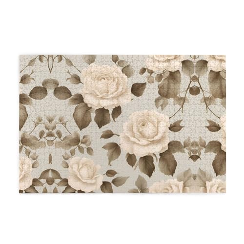 Jigsaw Puzzles1000 Teile Mjhkxlj Creme Shabby Rose Blume Bildqualität Holzpuzzle für Erwachsene und Kinder, lustige Puzzles, Stressabbau Puzzles Jigsaw Puzzles1000 Teile Mjhkxlj Creme Shabby Rose Blume Bildqualität Holzpuzzle für Erwachsene und Kinder, lustige Puzzles, Stressabbau Puzzles von MJHKXLJ