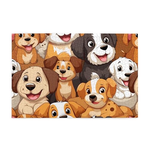 Jigsaw Puzzles1000 Teile Mjhkxlj Eine Gruppe von Cartoon-Welpen Bildqualität Holzpuzzle für Erwachsene und Kinder, lustige Puzzles, Stressabbau-Puzzles von MJHKXLJ