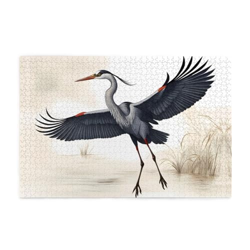 Jigsaw Puzzles1000 Teile Mjhkxlj Flying Birds Crane Heron Picture Quality Wooden Puzzle for Adults and Kids, Fun Puzzles, Stress Relieving Puzzles von MJHKXLJ