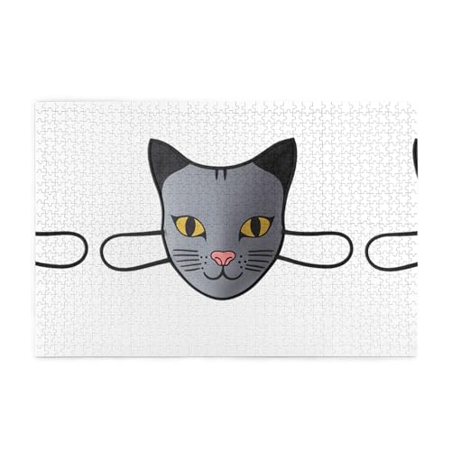 Jigsaw Puzzles1000 Teile Mjhkxlj Graue Katzenmaske, Bildqualität, Holzpuzzle für Erwachsene und Kinder, lustige Puzzles, Stressabbau-Puzzles Jigsaw Puzzles1000 Teile Mjhkxlj Graue Katzenmaske, Bildqualität, Holzpuzzle für Erwachsene und Kinder, lustige Puzzles, Stressabbau-Puzzles von MJHKXLJ