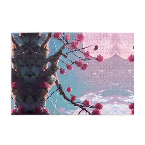 Jigsaw Puzzles1000 Teile Mjhkxlj Kleine rosa Blumen Bildqualität Holzpuzzle für Erwachsene und Kinder, lustige Puzzles, Stressabbau-Puzzles von MJHKXLJ