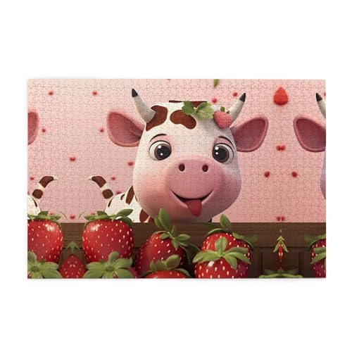 Jigsaw Puzzles1000 Teile Mjhkxlj Kühe und Erdbeeren Bildqualität Holzpuzzle für Erwachsene und Kinder, lustige Puzzles, Stressabbau Puzzles Jigsaw Puzzles1000 Teile Mjhkxlj Kühe und Erdbeeren Bildqualität Holzpuzzle für Erwachsene und Kinder, lustige Puzzles, Stressabbau Puzzles von MJHKXLJ