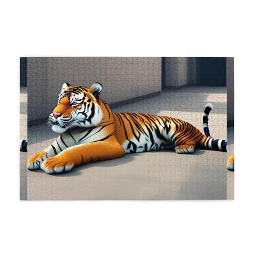 Jigsaw Puzzles1000 Teile Mjhkxlj Liegender Tiger Bildqualität Holzpuzzle für Erwachsene und Kinder, lustige Puzzles, Stressabbau-Puzzles Jigsaw Puzzles1000 Teile Mjhkxlj Liegender Tiger Bildqualität Holzpuzzle für Erwachsene und Kinder, lustige Puzzles, Stressabbau-Puzzles von MJHKXLJ