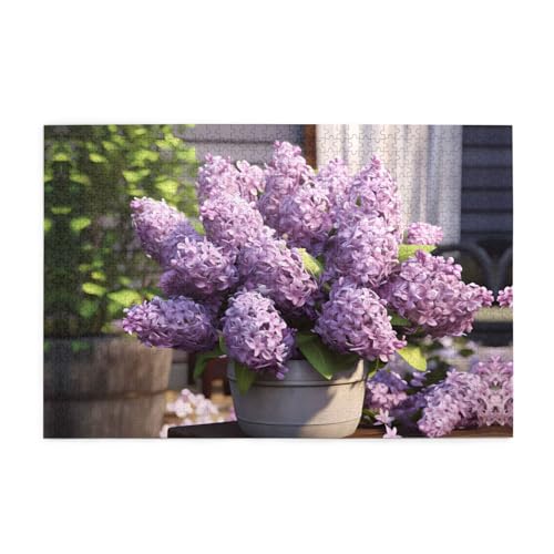 Jigsaw Puzzles1000 Teile Mjhkxlj Lilac Flowers Picture Quality Wooden Puzzle for Adults and Kids, Fun Puzzles, Stress Relieving Puzzles von MJHKXLJ
