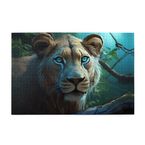 Jigsaw Puzzles1000 Teile Mjhkxlj Löwin mit blaugrünen Augen Bildqualität Holzpuzzle für Erwachsene und Kinder, lustige Puzzles, Stressabbau Puzzles Jigsaw Puzzles1000 Teile Mjhkxlj Löwin mit blaugrünen Augen Bildqualität Holzpuzzle für Erwachsene und Kinder, lustige Puzzles, Stressabbau Puzzles von MJHKXLJ