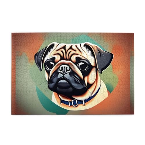 Jigsaw Puzzles1000 Teile Mjhkxlj Lustiges Happy Pug Dog Bildqualität Holzpuzzle für Erwachsene und Kinder, lustige Puzzles, Stressabbau Puzzles Jigsaw Puzzles1000 Teile Mjhkxlj Lustiges Happy Pug Dog Bildqualität Holzpuzzle für Erwachsene und Kinder, lustige Puzzles, Stressabbau Puzzles von MJHKXLJ