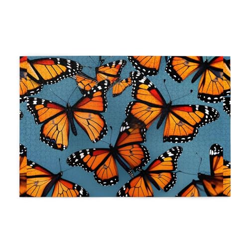 Jigsaw Puzzles1000 Teile Mjhkxlj Monarch Schmetterlinge Bildqualität Holzpuzzle für Erwachsene und Kinder, lustige Puzzles, Stressabbau Puzzles von MJHKXLJ