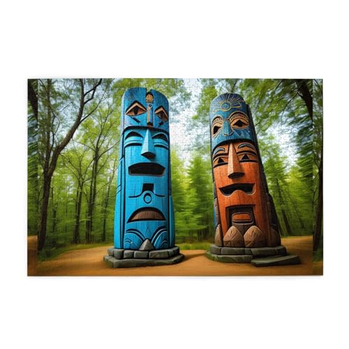 Jigsaw Puzzles1000 Teile Mjhkxlj Mysterious Totems Bildqualität Holzpuzzle für Erwachsene und Kinder, lustige Puzzles, Stressabbau Puzzles von MJHKXLJ