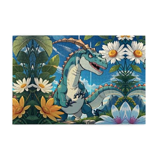 Jigsaw Puzzles1000 Teile Mjhkxlj Niedliche Dinosaurier Bildqualität Holzpuzzle für Erwachsene und Kinder, lustige Puzzles, Stressabbau Puzzles von MJHKXLJ