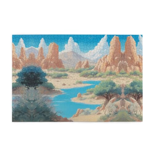 Jigsaw Puzzles1000 Teile Mjhkxlj Oase in der Wüste Bildqualität Holzpuzzle für Erwachsene und Kinder, lustige Puzzles, Stressabbau Puzzles von MJHKXLJ