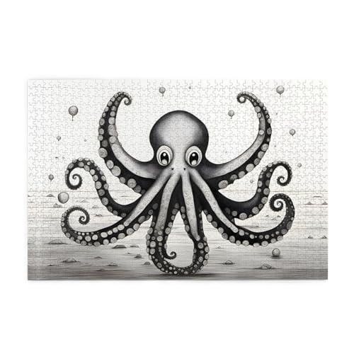 Jigsaw Puzzles1000 Teile Mjhkxlj Octopus Tentakel Bildqualität Holzpuzzle für Erwachsene und Kinder, lustige Puzzles, Stressabbau Puzzles von MJHKXLJ