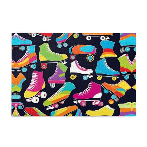 Jigsaw Puzzles1000 Teile Mjhkxlj Retro Rollschuhe Bildqualität Holzpuzzle für Erwachsene und Kinder, lustige Puzzles, Stressabbau Puzzles von MJHKXLJ