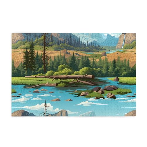Jigsaw Puzzles1000 Teile Mjhkxlj Schöne Yosemite National Park Bildqualität Holzpuzzle für Erwachsene und Kinder, lustige Puzzles, Stressabbau Puzzles von MJHKXLJ