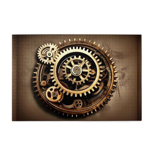 Jigsaw Puzzles1000 Teile Mjhkxlj Steampunk Mechanische Zahnräder Bildqualität Holzpuzzle für Erwachsene und Kinder, lustige Puzzles, Stressabbau Puzzles von MJHKXLJ