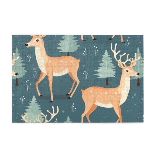 Jigsaw Puzzles1000 Teile Mjhkxlj Tier Hirsch Bildqualität Holzpuzzle für Erwachsene und Kinder, lustige Puzzles, Stressabbau Puzzles von MJHKXLJ
