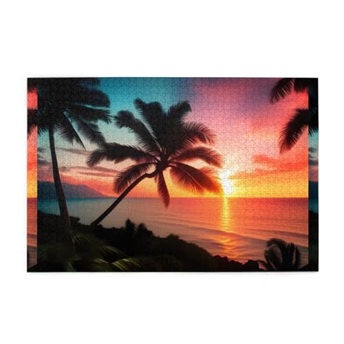 Jigsaw Puzzles1000 Teile Mjhkxlj Tropische Hawaii Palme Ozean Meer Sonnenuntergang Bildqualität Holzpuzzle für Erwachsene und Kinder, lustige Puzzles, Stressabbau Puzzles Jigsaw Puzzles1000 Teile Mjhkxlj Tropische Hawaii Palme Ozean Meer Sonnenuntergang Bildqualität Holzpuzzle für Erwachsene und Kinder, lustige Puzzles, Stressabbau Puzzles von MJHKXLJ