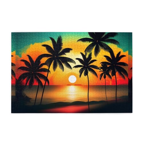 Jigsaw Puzzles1000 Teile Mjhkxlj Tropischer Strand Palme Sonnenuntergang Bildqualität Holzpuzzle für Erwachsene und Kinder, lustige Puzzles, Stressabbau Puzzles Jigsaw Puzzles1000 Teile Mjhkxlj Tropischer Strand Palme Sonnenuntergang Bildqualität Holzpuzzle für Erwachsene und Kinder, lustige Puzzles, Stressabbau Puzzles von MJHKXLJ