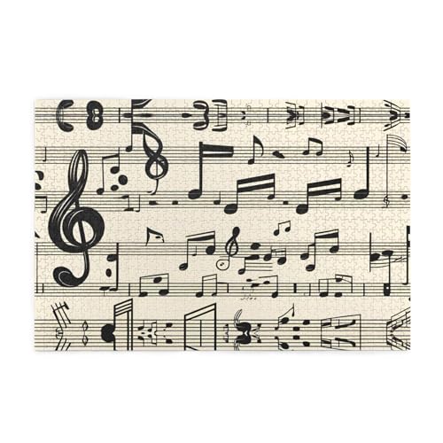 Jigsaw Puzzles1000 Teile Mjhkxlj Vintage Musik Note Kunst Bildqualität Holzpuzzle für Erwachsene und Kinder, lustige Puzzles, Stressabbau Puzzles von MJHKXLJ