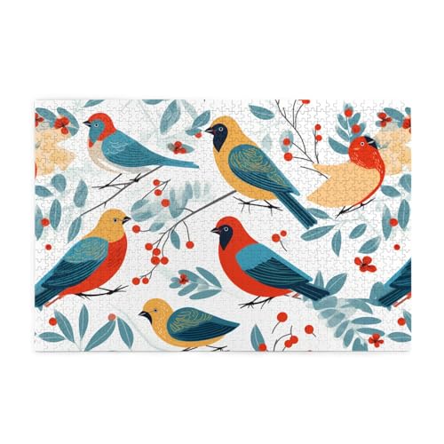 Jigsaw Puzzles1000 Teile Mjhkxlj Vögel Bildqualität Holzpuzzle für Erwachsene und Kinder, lustige Puzzles, Stressabbau-Puzzles von MJHKXLJ