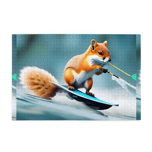 Jigsaw Puzzles1000 Teile Mjhkxlj Wasserski Fuchs Eichhörnchen Bildqualität Holzpuzzle für Erwachsene und Kinder, lustige Puzzles, Stressabbau Puzzles Jigsaw Puzzles1000 Teile Mjhkxlj Wasserski Fuchs Eichhörnchen Bildqualität Holzpuzzle für Erwachsene und Kinder, lustige Puzzles, Stressabbau Puzzles von MJHKXLJ
