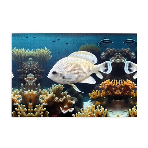 Jigsaw Puzzles1000 Teile Mjhkxlj Weiß-Goldener Fisch Bildqualität Holzpuzzle für Erwachsene und Kinder, lustige Puzzles, Stressabbau-Puzzles Jigsaw Puzzles1000 Teile Mjhkxlj Weiß-Goldener Fisch Bildqualität Holzpuzzle für Erwachsene und Kinder, lustige Puzzles, Stressabbau-Puzzles von MJHKXLJ