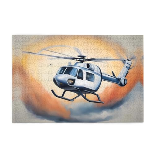 Jigsaw Puzzles1000 Teile Mjhkxlj White Helicopter Picture Quality Wooden Puzzle for Adults and Kids, Fun Puzzles, Stress Relieving Puzzles von MJHKXLJ