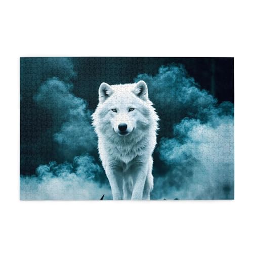 Jigsaw Puzzles1000 Teile Mjhkxlj Wolf mit Rauch Bildqualität Holzpuzzle für Erwachsene und Kinder, lustige Puzzles, Stressabbau-Puzzles Jigsaw Puzzles1000 Teile Mjhkxlj Wolf mit Rauch Bildqualität Holzpuzzle für Erwachsene und Kinder, lustige Puzzles, Stressabbau-Puzzles von MJHKXLJ