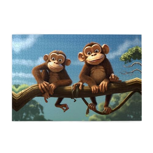 Jigsaw Puzzles1000 Teile Mjhkxlj Zwei Affen Bildqualität Holzpuzzle für Erwachsene und Kinder, lustige Puzzles, Stressabbau-Puzzles Jigsaw Puzzles1000 Teile Mjhkxlj Zwei Affen Bildqualität Holzpuzzle für Erwachsene und Kinder, lustige Puzzles, Stressabbau-Puzzles von MJHKXLJ