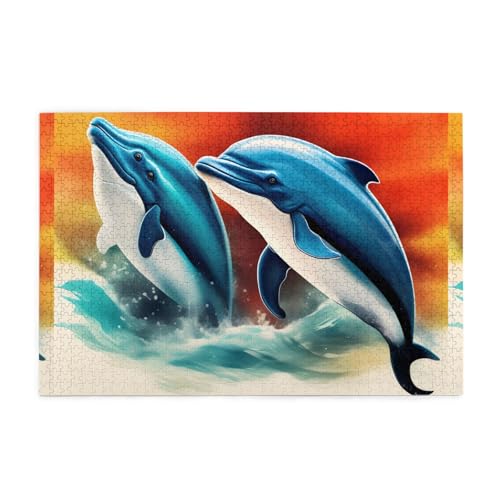 Jigsaw Puzzles1000 Teile Mjhkxlj Zwei Delfine Bildqualität Holzpuzzle für Erwachsene und Kinder, lustige Puzzles, Stressabbau Puzzles Jigsaw Puzzles1000 Teile Mjhkxlj Zwei Delfine Bildqualität Holzpuzzle für Erwachsene und Kinder, lustige Puzzles, Stressabbau Puzzles von MJHKXLJ