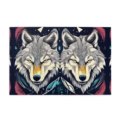 Jigsaw Puzzles1000 Teile Mjhkxlj Zwei Wölfe Bildqualität Holzpuzzle für Erwachsene und Kinder, lustige Puzzles, Stressabbau-Puzzles Jigsaw Puzzles1000 Teile Mjhkxlj Zwei Wölfe Bildqualität Holzpuzzle für Erwachsene und Kinder, lustige Puzzles, Stressabbau-Puzzles von MJHKXLJ