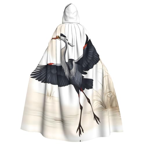 MJHKXLJ Fliegender Vogel-Kranich-Reiher-Aufdruck, Kapuzenumhang für Halloween, Rollenspiele und Kostümpartys von MJHKXLJ