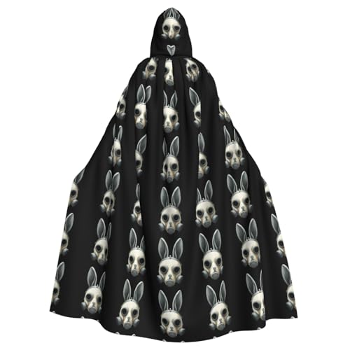 MJHKXLJ Horror-Gasmaske, Kaninchen-Druck, Kapuzenumhang für Halloween, Rollenspiele und Kostümpartys von MJHKXLJ