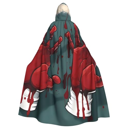 MJHKXLJ Horrorblut Handabdrücke Kapuzenumhang für Halloween, Rollenspiele und Kostümpartys von MJHKXLJ