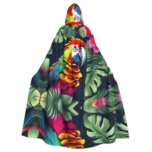 MJHKXLJ Kapuzenumhang mit tropischem Blumenblatt und Papageien-Druck, für Halloween, Rollenspiele und Kostümpartys MJHKXLJ Kapuzenumhang mit tropischem Blumenblatt und Papageien-Druck, für Halloween, Rollenspiele und Kostümpartys von MJHKXLJ