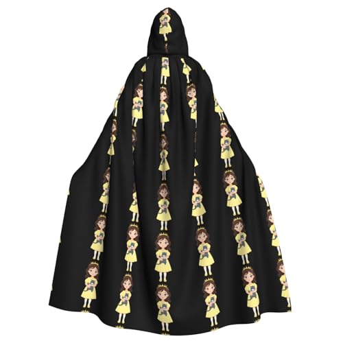MJHKXLJ Kleine Prinzessin hält ein Kätzchen, bedruckt mit Kapuze für Halloween, Rollenspiele und Kostümpartys von MJHKXLJ