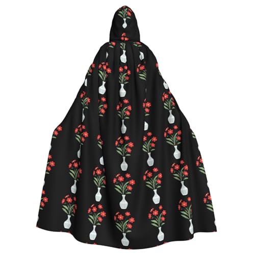 MJHKXLJ Kleine rote Blumen in Vase, Kapuzenumhang für Halloween, Rollenspiele und Kostümpartys von MJHKXLJ