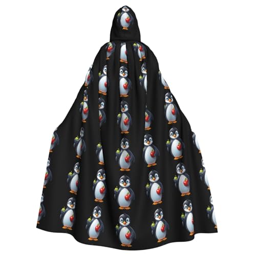 MJHKXLJ Kleiner Pinguin mit Apfel-Aufdruck, Kapuzenumhang für Halloween, Rollenspiele und Kostümpartys von MJHKXLJ