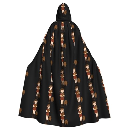 MJHKXLJ Kleines Mädchen mit Capybara-Aufdruck und Kapuzenumhang für Halloween, Rollenspiele und Kostümpartys von MJHKXLJ