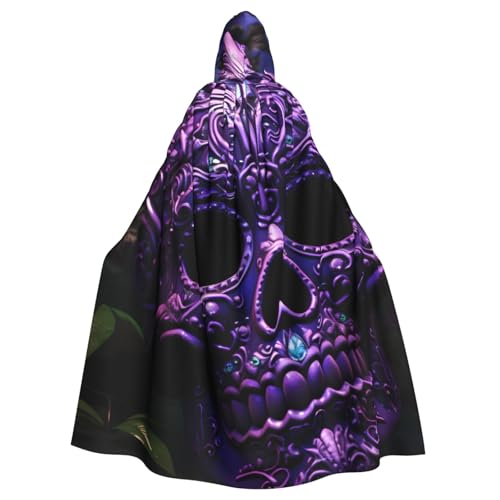 MJHKXLJ Lila Floser und Zucker, Horror-Totenkopf-Druck, Kapuzenumhang für Halloween, Rollenspiele und Kostümpartys MJHKXLJ Lila Floser und Zucker, Horror-Totenkopf-Druck, Kapuzenumhang für Halloween, Rollenspiele und Kostümpartys von MJHKXLJ