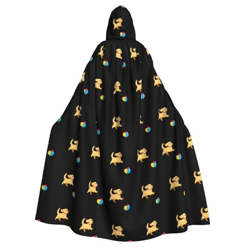 MJHKXLJ Little Golden Retriever jagt Luftballons, bedruckter Kapuzenumhang für Halloween, Rollenspiele und Kostümpartys MJHKXLJ Little Golden Retriever jagt Luftballons, bedruckter Kapuzenumhang für Halloween, Rollenspiele und Kostümpartys von MJHKXLJ