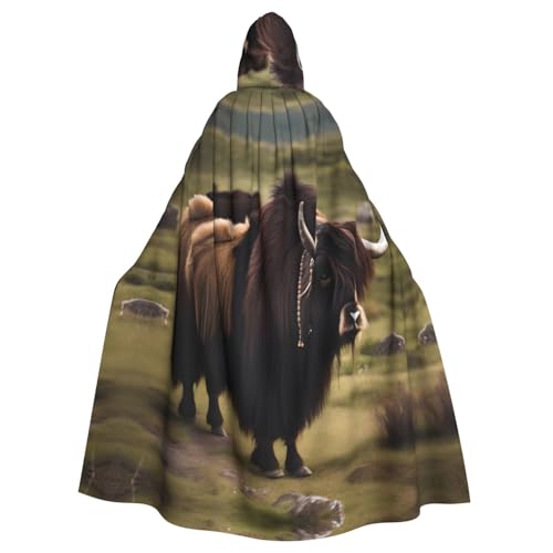 MJHKXLJ Mighty Highland Yak Prints Kapuzenumhang für Halloween, Rollenspiele und Kostümpartys von MJHKXLJ