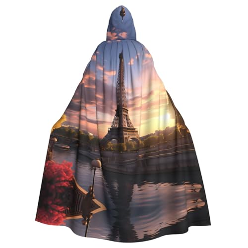 MJHKXLJ Paris Eiffelturm Frankreich Prints Kapuzenumhang für Halloween, Rollenspiele und Kostümpartys von MJHKXLJ
