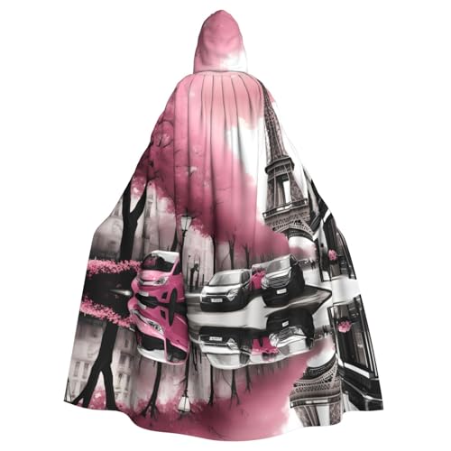 MJHKXLJ Paris Street Eiffelturm Rosa Blumendrucke Kapuzenumhang für Halloween, Rollenspiele und Kostümpartys MJHKXLJ Paris Street Eiffelturm Rosa Blumendrucke Kapuzenumhang für Halloween, Rollenspiele und Kostümpartys von MJHKXLJ