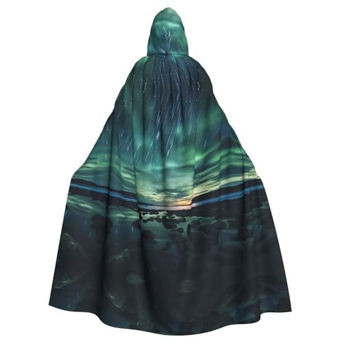 MJHKXLJ Sea under the Aurora Borealis Prints Kapuzenumhang für Halloween, Rollenspiele und Kostümpartys von MJHKXLJ