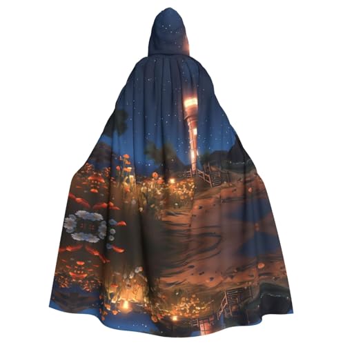 MJHKXLJ Seestern Leuchtturm Strand Prints Kapuzenumhang für Halloween, Rollenspiele und Kostümpartys von MJHKXLJ