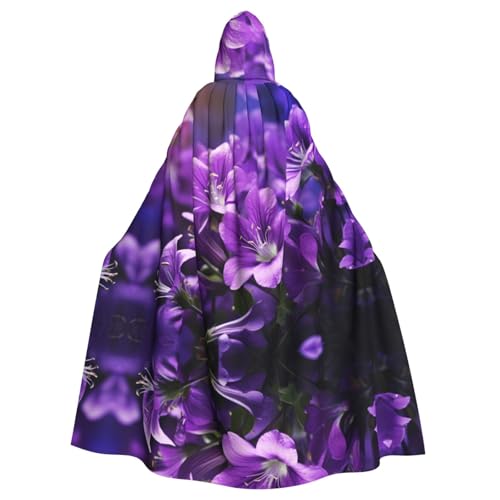 MJHKXLJ Umhang mit Kapuze für Halloween, Rollenspiele und Kostümpartys mit violettem Blumendruck von MJHKXLJ