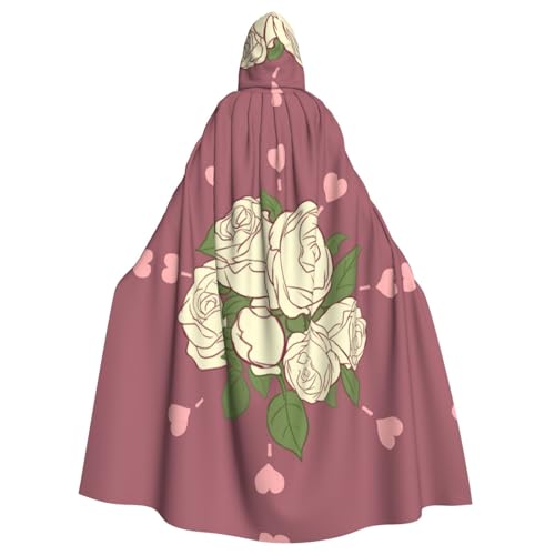 MJHKXLJ Umhang mit weißer Rose der Liebe, mit Kapuze, für Halloween, Rollenspiele und Kostümpartys von MJHKXLJ