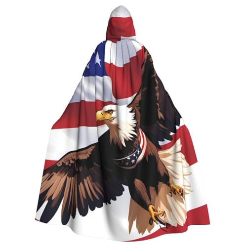 MJHKXLJ Usa Patriotischer Adler mit amerikanischer Flagge, Kapuzenumhang für Halloween, Rollenspiele und Kostümpartys von MJHKXLJ